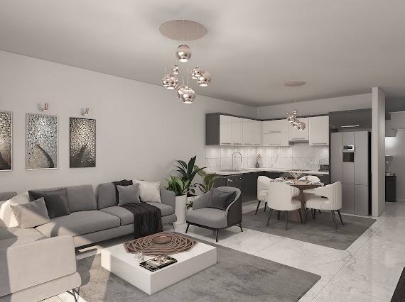 Luxuriöse 2-Zimmer-Wohnung mit Meerblick in Girne Esentepe mit allen Einrichtungen