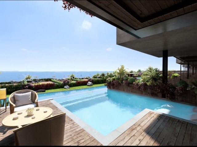 Роскошная квартира 2+1 в доме с бассейном и панорамным видом на море в Кирении