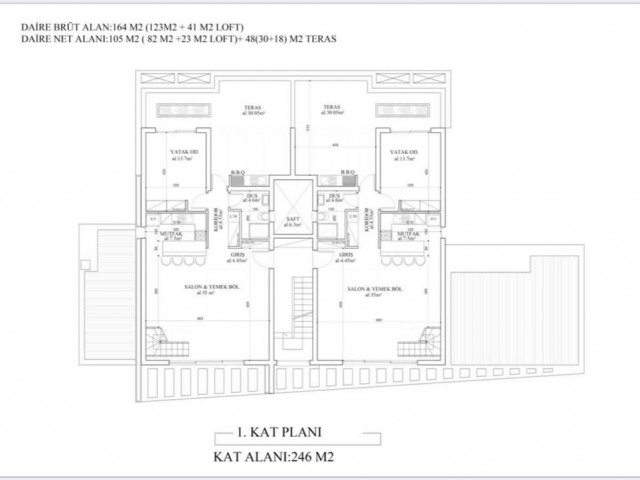 Havuz,terrasli  yeni loft ikiz villa