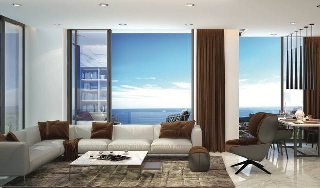 2+1 luxury apartment with sea view for sale in Long Beach