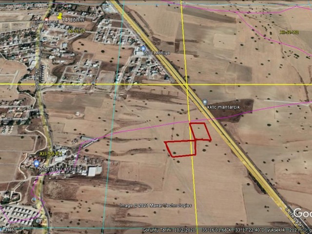 LEFKOŞA -GİRNE ANAYOLUNA 50 M UZAKLIKTA PARSELASYON PROJELİ 11 DÖNÜM EŞDEĞER KOÇANLI ARAZİ