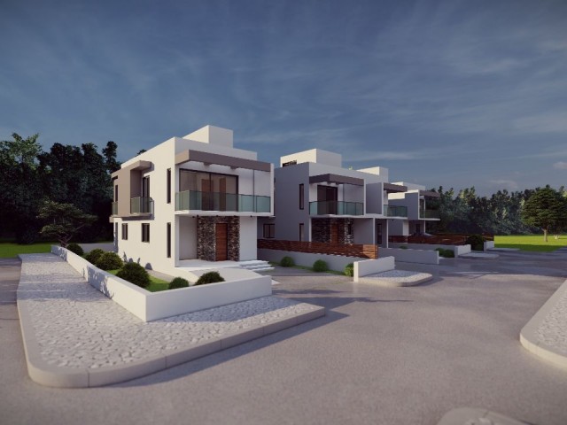 Semi-Detached Villas for Sale in Karsıyaka Kyrenia have a private garden and terrace