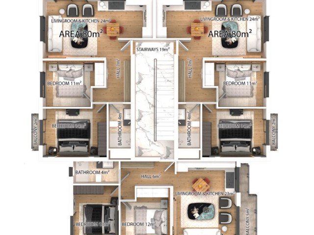 Lapta 2+1 satılık daıre proje asamasında