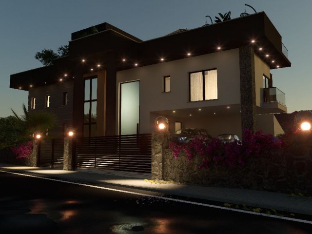 Lapta super luxury 4 +1 villa with private pool, 5 bathrooms, WC, sauna, indoor pool, bar, fitness, 5mx10 m infinity pool, underfloor heating, cooling WRF, indoor garage