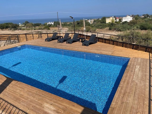 Karsıyaka 3+1 villa with private pool, quiet location with sea and mountain views.