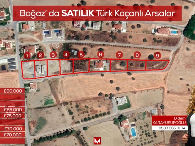 Girne Boğaz' da 55.000 Stg' den Başlayan Fiyatlarla SATILIK Türk Koçanlı Arsalar!