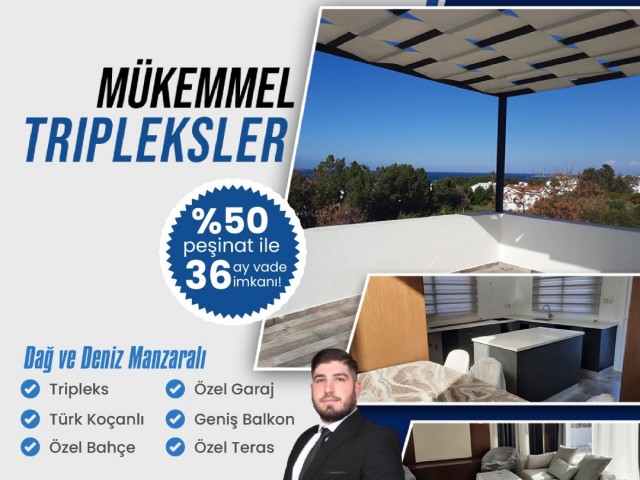ویلا با دید کوه و دریا برای فروش در منطقه گیرنه Karaoğlanoğlu (50% پیش پرداخت، 36 اقساط ماهانه باقیمانده)