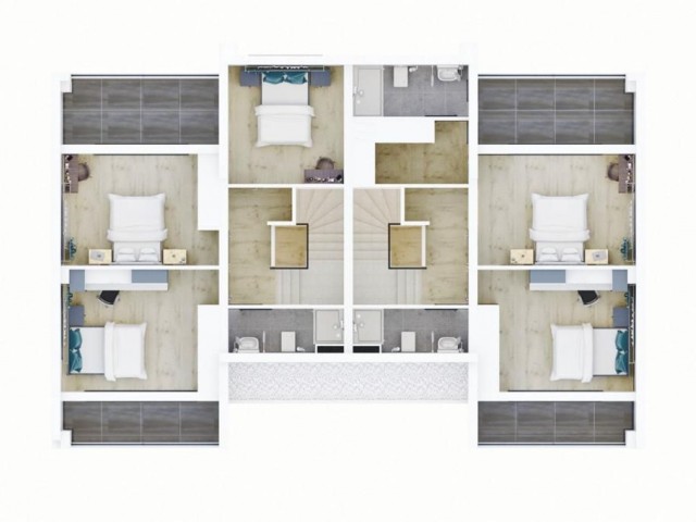 Moderne Design-Doppelhaushälften mit 4 Schlafzimmern zum Verkauf in wunderschöner Lage am Bosporus in Kyrenia!