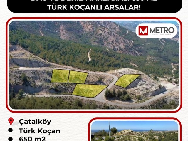 650 m2 große türkische Grundstücke mit Berg- und Meerblick in der Region Çatalköy!
