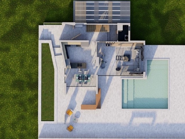 Deluxe-Villa in der Projektphase mit Meer- und Bergblick