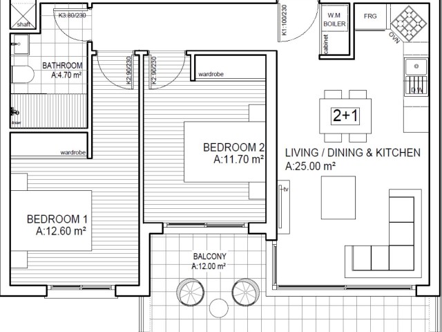 2+1 WOHNUNG MIT BLICK AUF COVE GARDEN, PASSENDE MÖBEL UND WEISSE MÖBEL