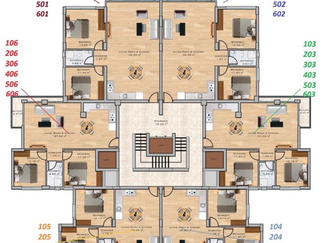 اپارتمان در یک سایت 2 + 1 با حمام ترکی در مرکز گیرنه ** 