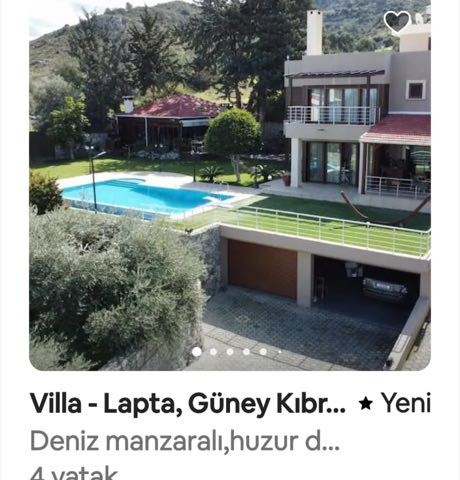 Laptada dağ deniz manzaralı lüks villa