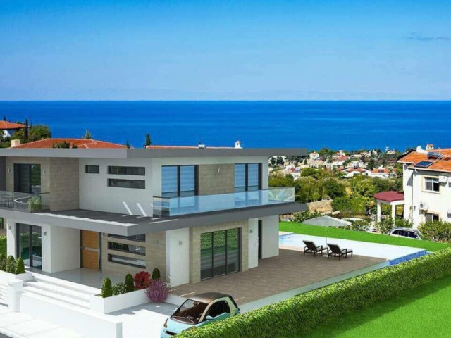 GIRNE EDREMIT , MODERN ARCHITECT, MUSTAKIL VILLA AND INFINITY POOL, SEA AND MOUNTAIN VIEW, 4 BEDROOMS, 245 M2+ 145 M2 TERRACE ** 