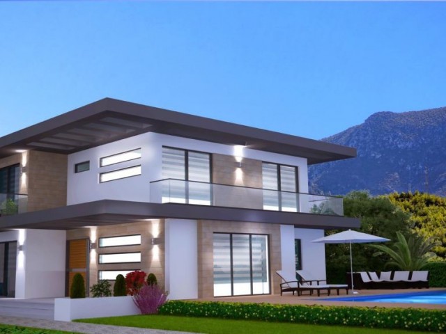 GIRNE EDREMIT , MODERN ARCHITECT, MUSTAKIL VILLA AND INFINITY POOL, SEA AND MOUNTAIN VIEW, 4 BEDROOMS, 245 M2+ 145 M2 TERRACE ** 