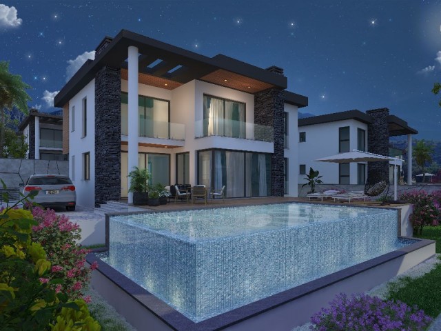 4+1 Villa mit Berg- und Meerblick zu verkaufen in Kyrenia Zeytinlik Region