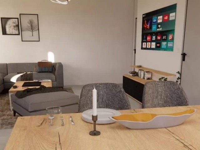آپارتمان فرصت از یک پروژه 2+1 برای فروش در آلسانجاک، گیرنه، با منظره دریا و کوه، استخر مشترک، نزدیک به خیابان اصلی
