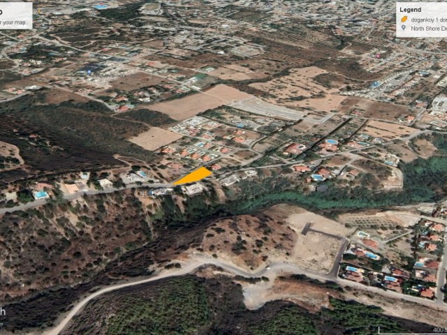 Girne Doğanköy Sea View 1 Decare Land For Sale With Road On Both Sides