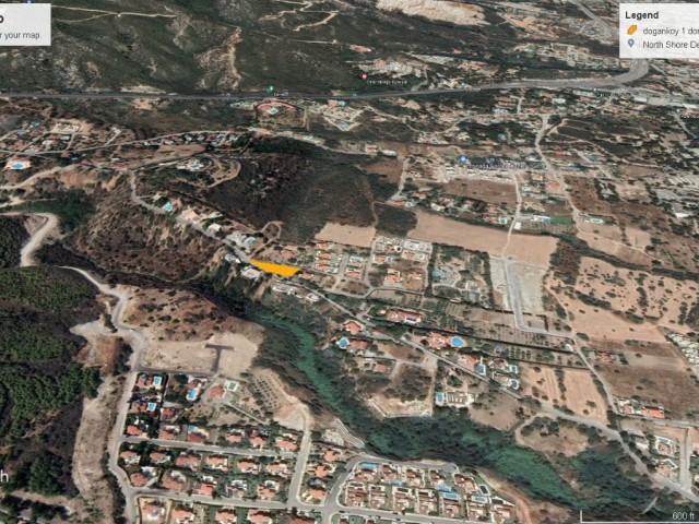 Girne Doğanköy Sea View 1 Decare Land For Sale With Road On Both Sides