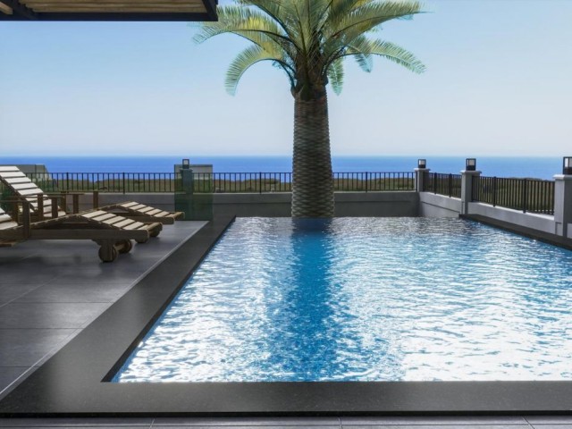 Gelegenheit 4+1 Villa-Projekt zum Verkauf in Kyrenia Karşıyaka, direkt am Meer, jedes Zimmer mit eigenem Bad, Zahlungsplan