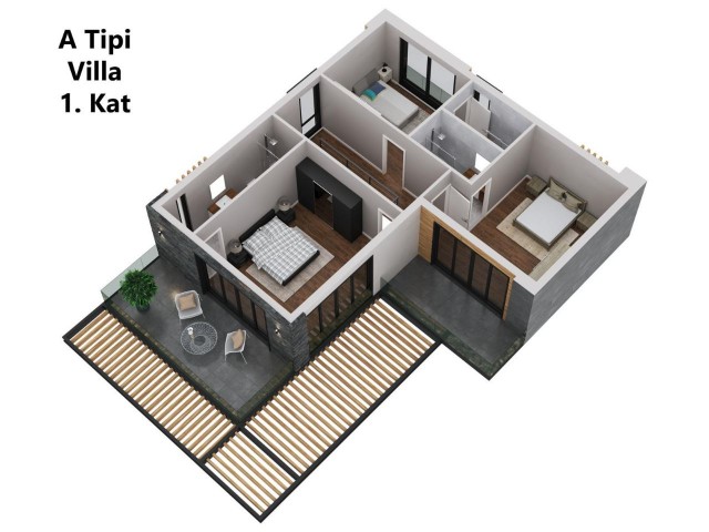 پروژه فرصت 4+1 ویلا برای فروش در گیرنه کارشیاکا، کنار دریا، هر اتاق با حمام اختصاصی، طرح پرداخت