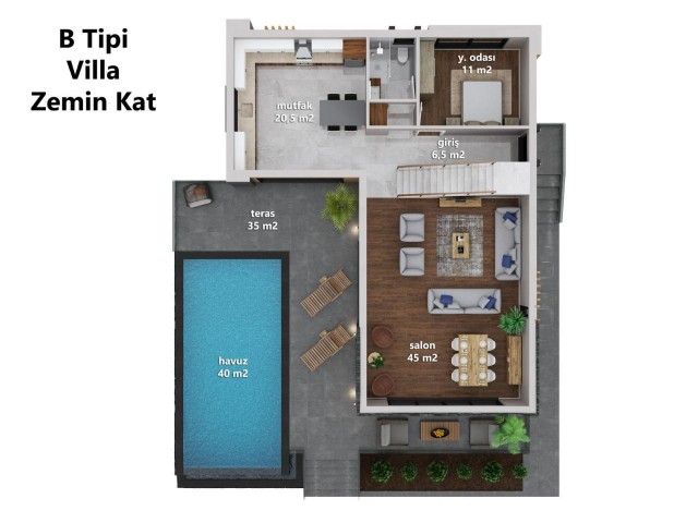 Girne Karşıyaka da Denize Sıfır, Her Odası Ebeveyn Banyolu,Ödeme Planlı Fırsat 4+1 Satılık Villa Projesi