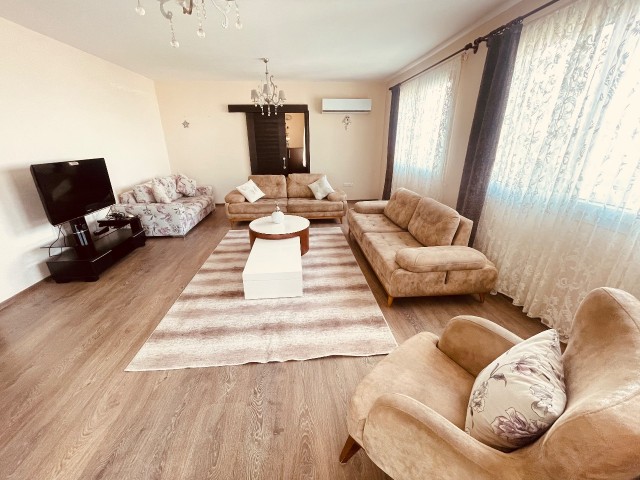 3+1 Opportunity Flat for Rent in Karaoğlanoğlu, Kyrenia, Fully Furnished, with Fireplace, Large Terrace, Walking Distance to Merit Park Hotel