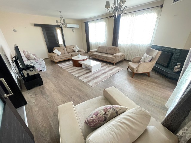 3+1 Opportunity Flat for Rent in Karaoğlanoğlu, Kyrenia, Fully Furnished, with Fireplace, Large Terrace, Walking Distance to Merit Park Hotel