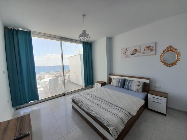 Fully furnished, 1+1 apartment for rent in Iskele Bogaz with 3 monthly payments and uninterrupted sea view. .  