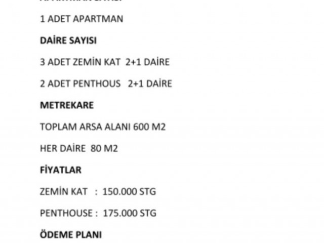 Girne Zeytinlikte Lüx 2+1 daireler 