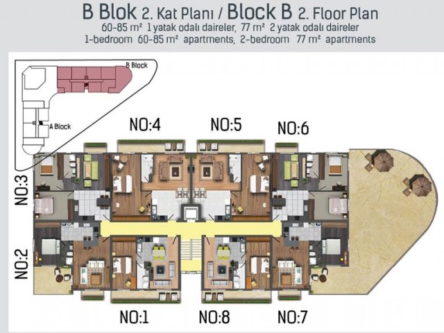 2+1 NULL LUXUS-WOHNUNG ZUM VERKAUF IM ZENTRUM VON FAMAGUSTA ** 