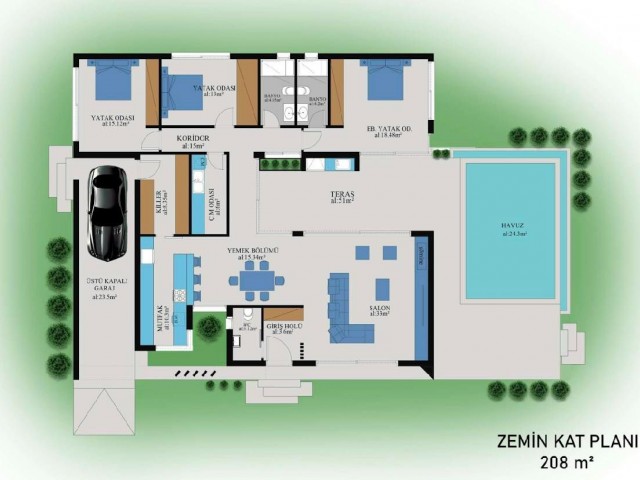 3+1 POOL ZERO LUXURIOUS SINGLE STOREY VILLAS FOR SALE IN YENİBOĞAZİÇİ