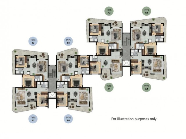 1+1 NEW LUXURY FLATS WITH SEA VIEW FOR SALE IN İSKELE LONG BEACH, WALKING DISTANCE TO THE SEA