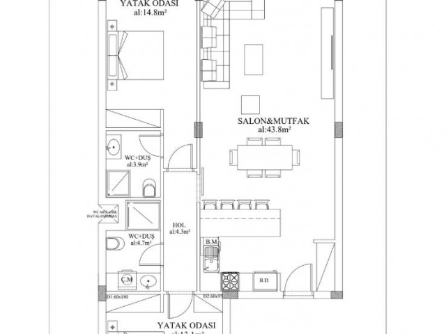 2+1 NEUE LUXUSWOHNUNGEN ZUM VERKAUF IN YENİBOĞAZİÇİ