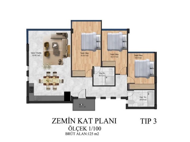 Esentepe'de Modern 3+1 Bungalow + Ortak yüzme havuzu + Tenis kortu + Esrarengiz dağ ve deniz manzarası ref 1821a-3