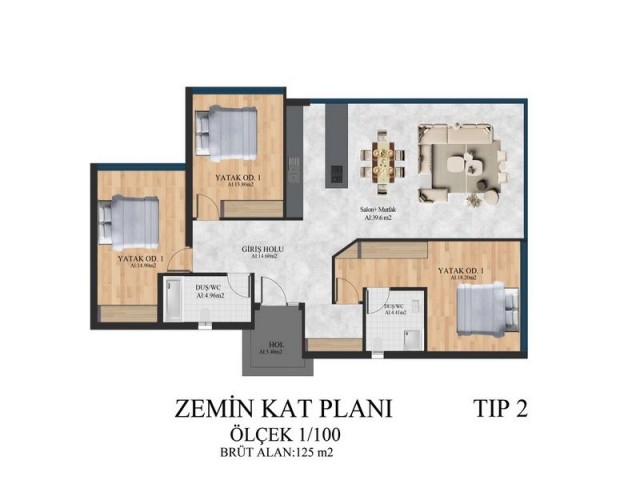 Esentepe'de Modern 3+1 Bungalow + Ortak yüzme havuzu + Tenis kortu + Esrarengiz dağ ve deniz manzarası ref 1821a-3