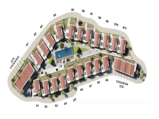 2+1 Häuser + Gemeinschaftspool + Zentralheizungs- und Kühlsystem + Zahlungsplan Ref. 1771c-1