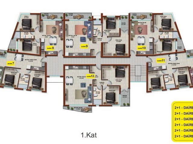 Апартаменты 2+1 в Лапте + вид на горы и море ref 1946