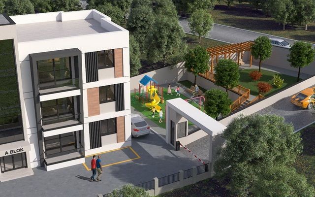 Güvenlikli sitede 2+1 Daireler + Ortak Yüzme Havuzlu + Yatırım Fırsatlı + Ödeme Planlı