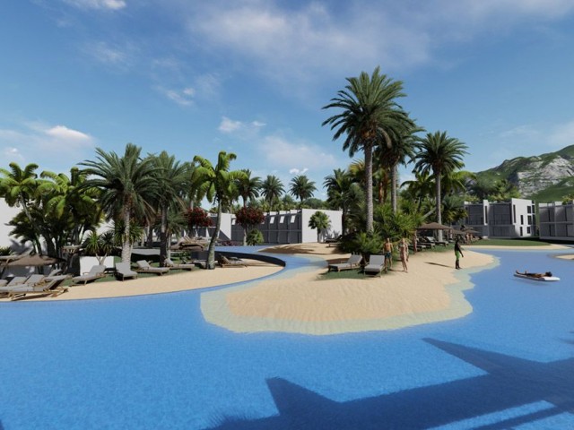 Contemporary 1 bedroom garden apartment + communal pools + indoor heated pool + SPA centre + restaurant + bar + gym + sport facilities + walking distance to the beach + children’s 