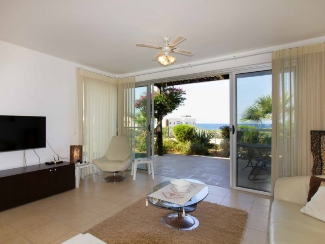 3 bedroom sea front garden apartment + fully furnished + air conditioners + 3 swimming pools + access to the beach + Title deed in owners’ name VAT paid