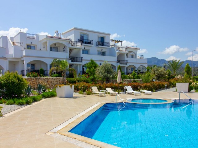 3 bedroom ground floor apartment + kitchen units + communal pool + private beach + all on site facilities