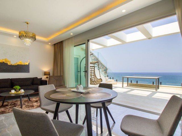 HOT SALE! ONLY 1 LEFT!!! 2 bedroom LUXURY SEAFRONT penthouse apartment + private roof terrace + fully furnished + underfloor heating + communal pool + uninterrupted sea views