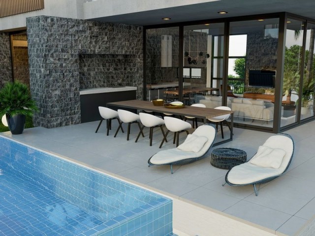 4 yatak odalı kapalı plan villalar + yüzme havuzu + VRF sistemi + yerden ısıtma altyapısı