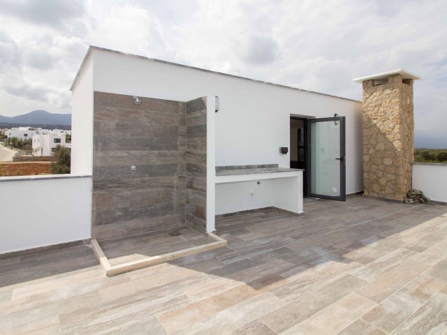 Luxury 3+1 Villa In Esentepe With Mountain and Sea View With Fireplace Private Roof Terrace and Pool Ready To Move In