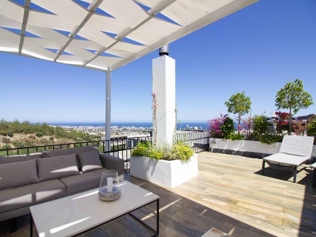 Sea View Luxury 2+1 Penthouse Apartment With Private Roof Terrace In Bellapais