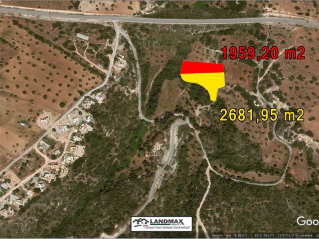 2 PLOTS OF 1959.20 m2 AND 2681.95 m2 FOR SALE  in  TATLISU REGION of FAMAGUSTA CITY, NORTH CYPRUS