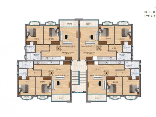 آپارتمان 2+1 برای فروش در آلسانجاک، آماده نقل مکان در نوساز