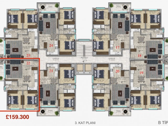 Neu fertiggestellte, bezugsfertige 2+1-Gelegenheitswohnung zum Verkauf im Kyrenia Center