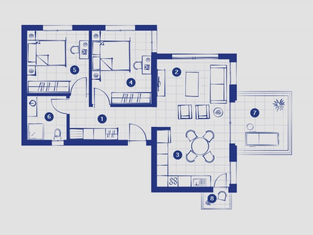 Girne Alsancak Kıbrıs Town Houses'ta 2+1 Deniz Manzaralı Fırsat Daire